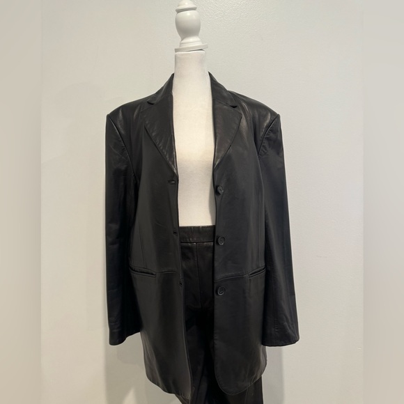 Stockholm Atelier & Other Stories Faux Leather Suit - Size 6 - Picture 6 of 11